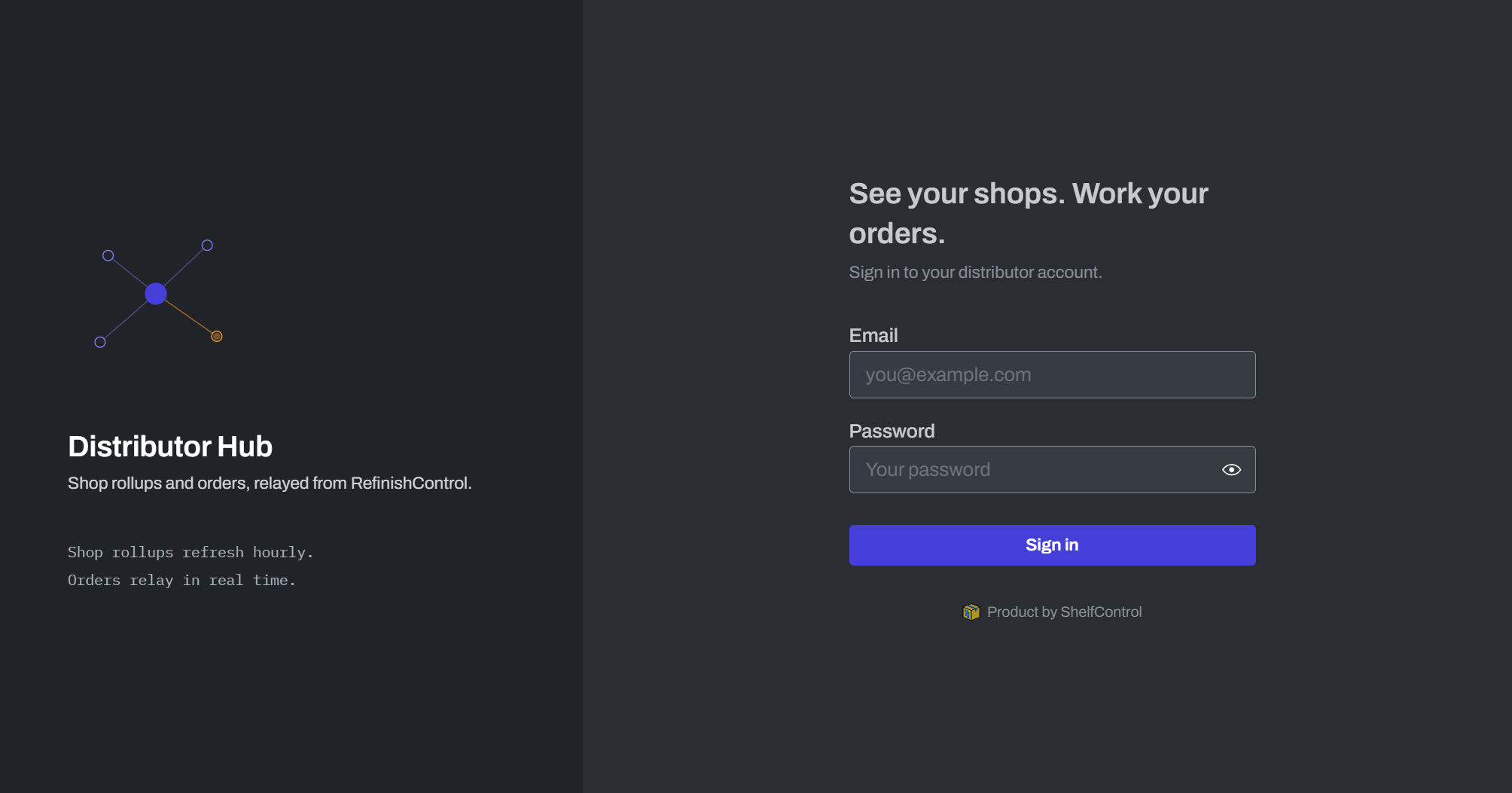 Distributor Hub sign-in screen